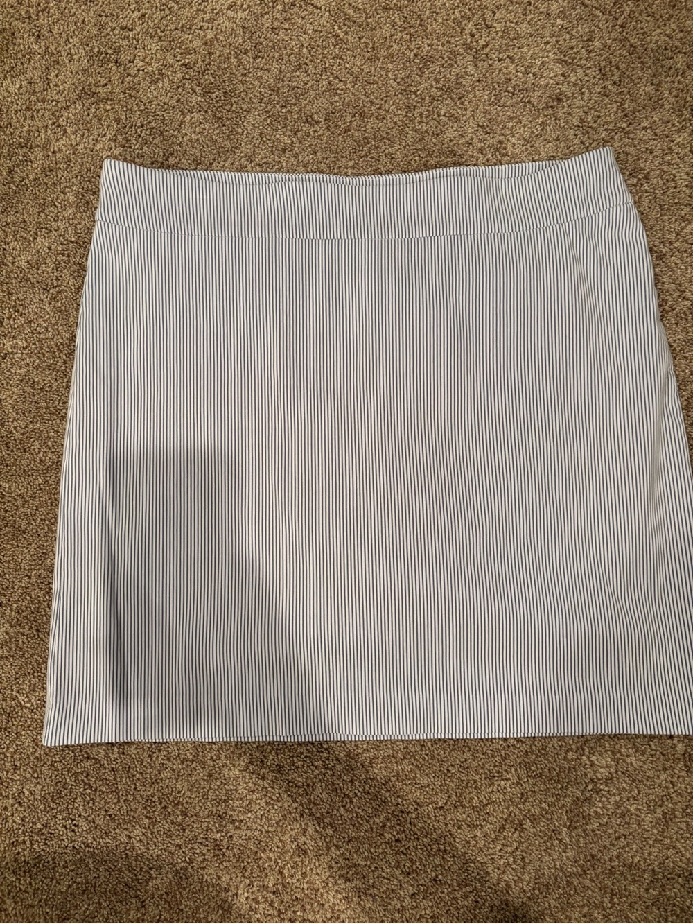 Chico's White Skort with Thin Navy Stripes